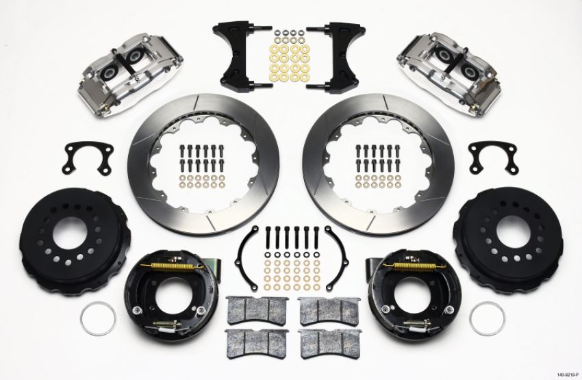 Wilwood 140-9219-P Narrow Superlite 4R Rear P-Brk Kit 12.88in Polished Big Ford New Style 2.50in Offset