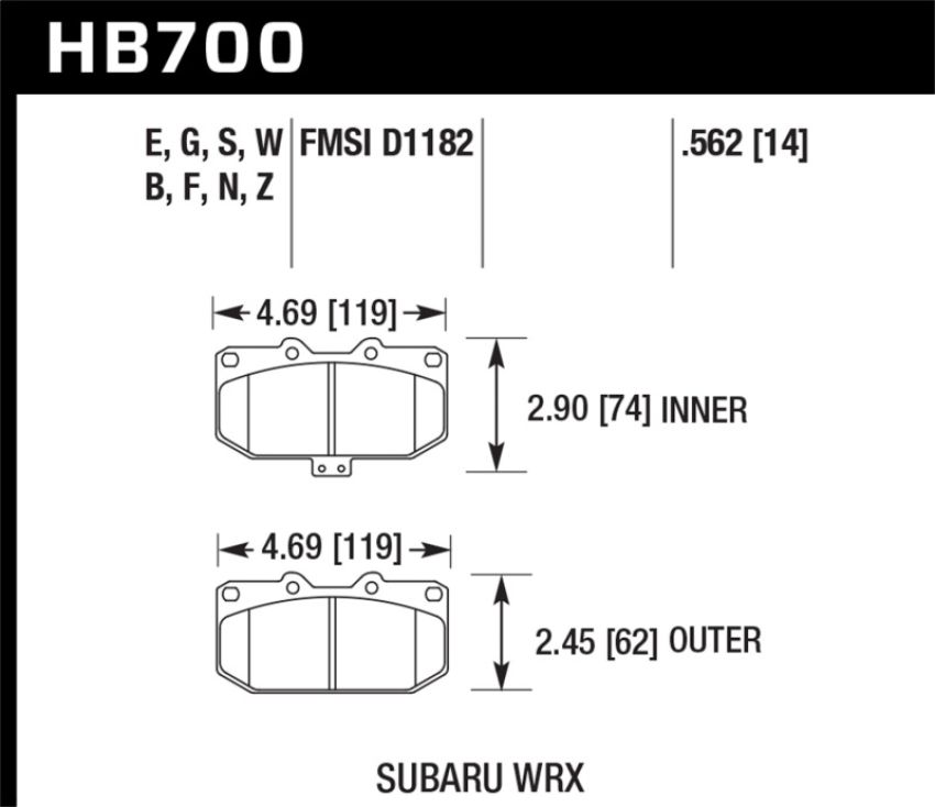 Hawk Performance HB700N.562 HP Plus Disc Brake Pad