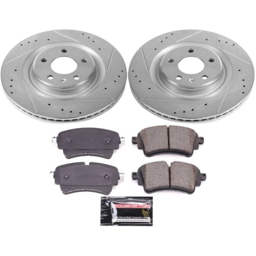 PowerStop K8043 Z23 Daily Driver Carbon-Fiber Ceramic Brake Pad and Drilled & Slotted Rotor Kit