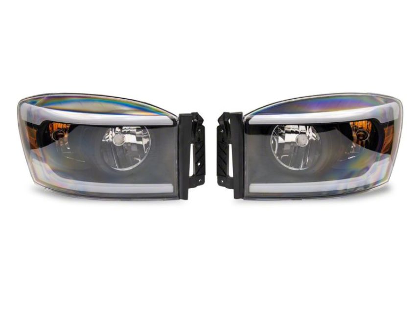 Raxiom R131480 06-09 Dodge RAM 1500/2500/3500 Axial Headlights w/ SEQL LED Bar- Blk Housing (Clear Lens)