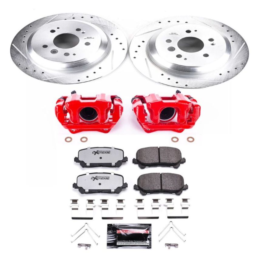 PowerStop KC7727-36 Z36 Truck and SUV Ceramic Brake Pad, Drilled & Slotted Rotor, and Caliper Kit