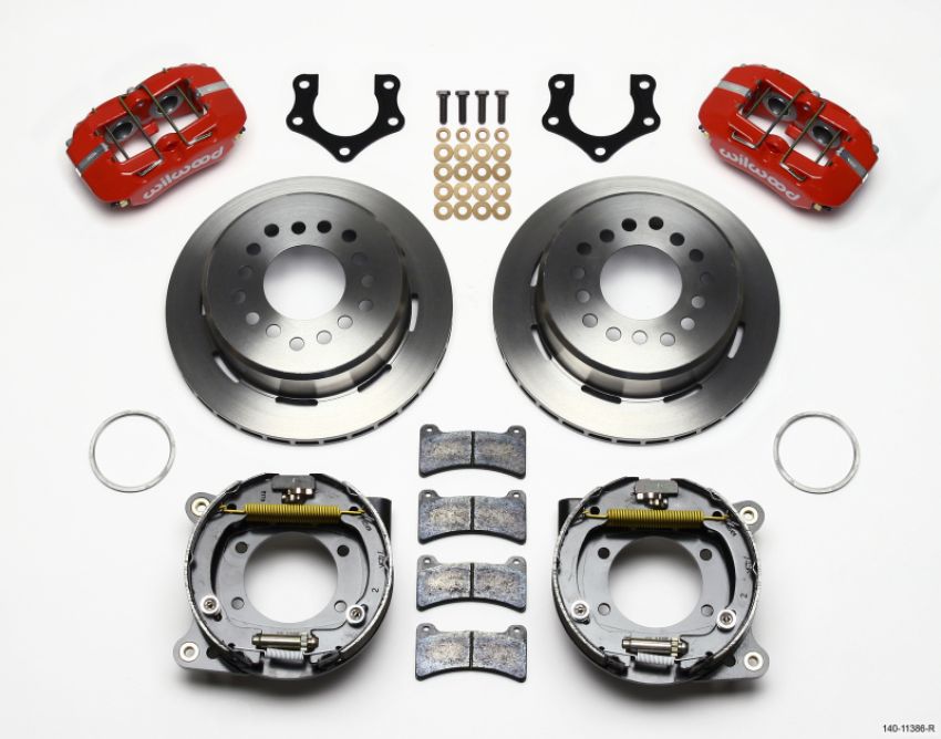 Wilwood 140-11386-R Dynapro Low-Profile 11.00in P-Brake Kit - Red Mopar/Dana 2.50in Off w/Snap Ring Brng