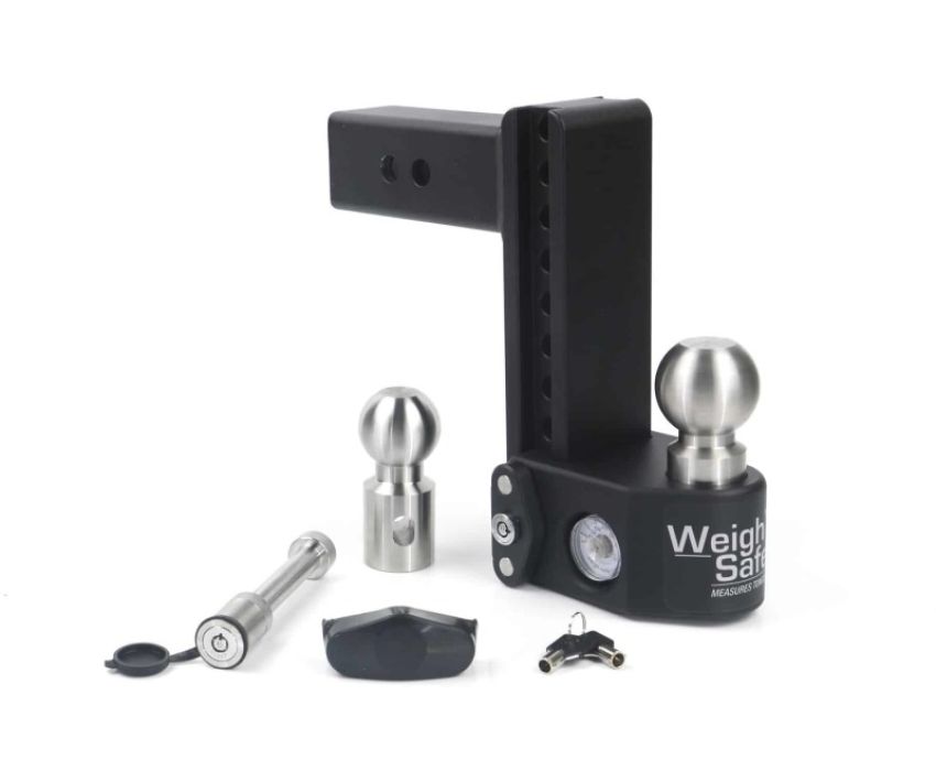 Weigh Safe SWS8-2.5-KA 8in Drop Hitch w/Built-in Scale & 2.5in Shank (10K/22K GTWR) w/WS05 - Steel