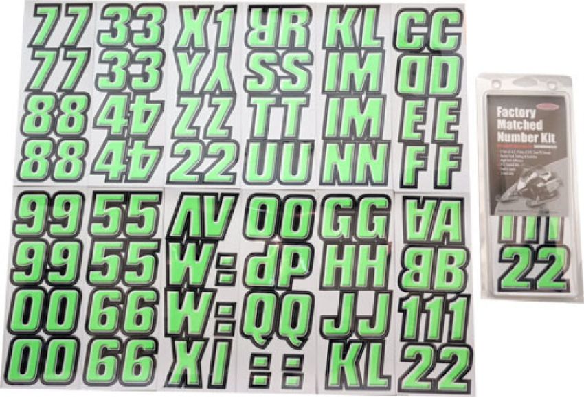 Hardline KIBLK500 Snowmobile Lettering Registration Kit 2 in. - 500 Kiwi Green/Black