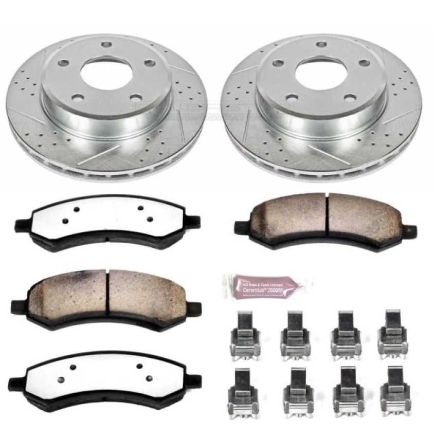 PowerStop K2193-36 Z36 Truck and SUV Carbon-Fiber Ceramic Brake Pad and Drilled & Slotted Rotor Kit