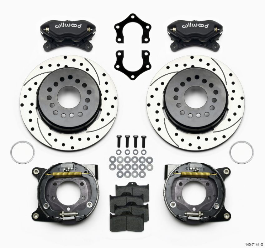 Wilwood 140-7144-D Forged Dynalite P/S Park Brake Kit Drilled Mopar/Dana 2.36in Off w/Snap Ring Brng