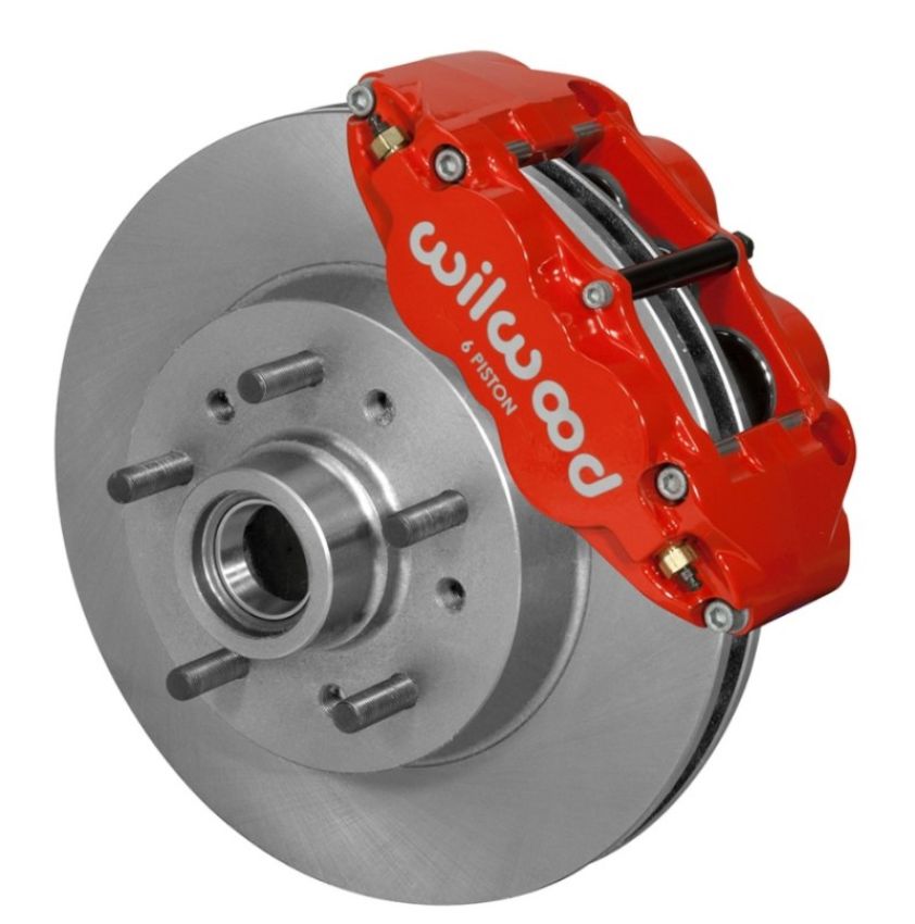 Wilwood 140-14474-R Narrow Superlite 6R Front Brake Kit 11.86in Red 64-70 GM C10 w/ Factory Drum Spindles