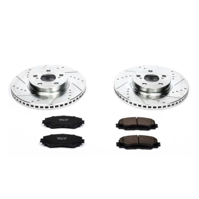 PowerStop K4669 Z23 Daily Driver Carbon-Fiber Ceramic Brake Pad and Drilled & Slotted Rotor Kit