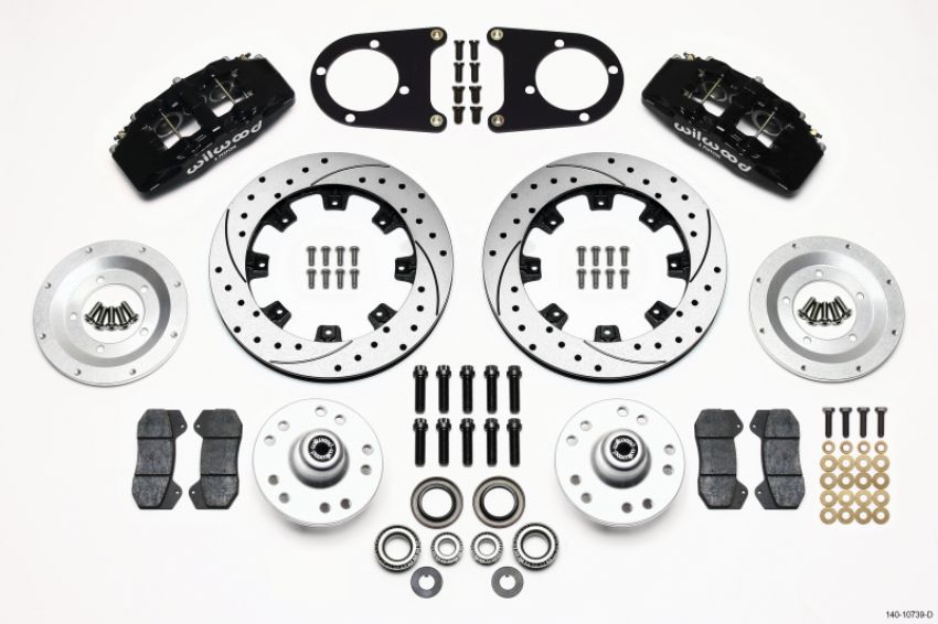 Wilwood 140-10739-D Dynapro 6 Front Hub Kit 12.19in Drilled 37-48 Ford Psgr. Car Spindle