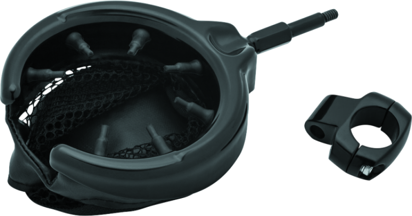 Kuryakyn 1729 Drink Holder With Basket 1inch Mount Gloss Black