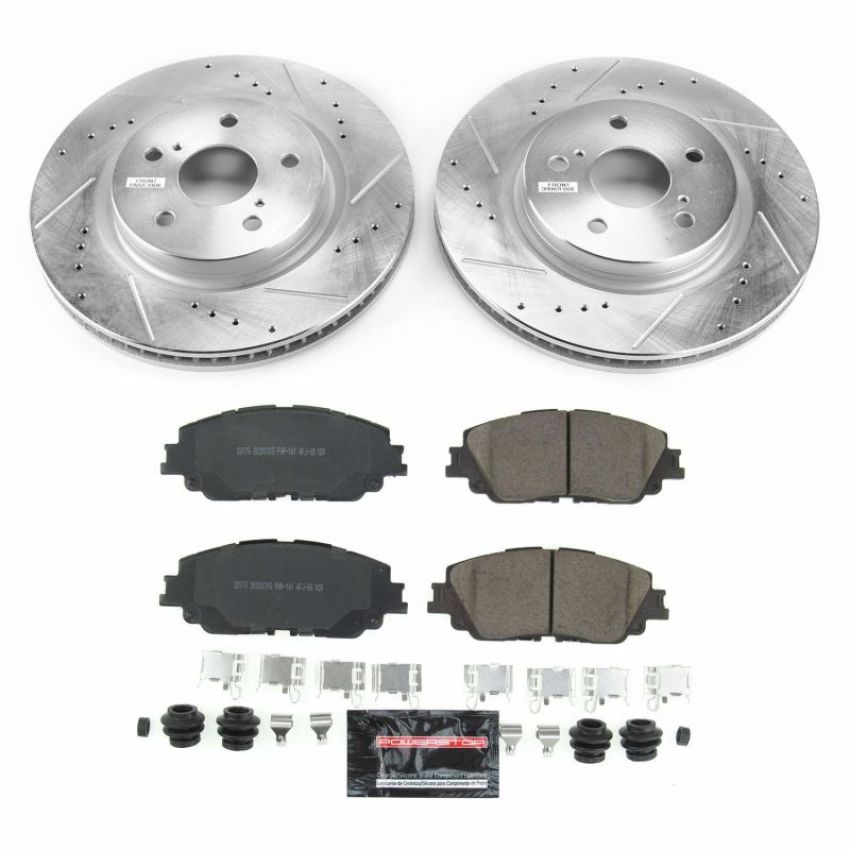 PowerStop K7895 Z23 Daily Driver Carbon-Fiber Ceramic Brake Pad and Drilled & Slotted Rotor Kit