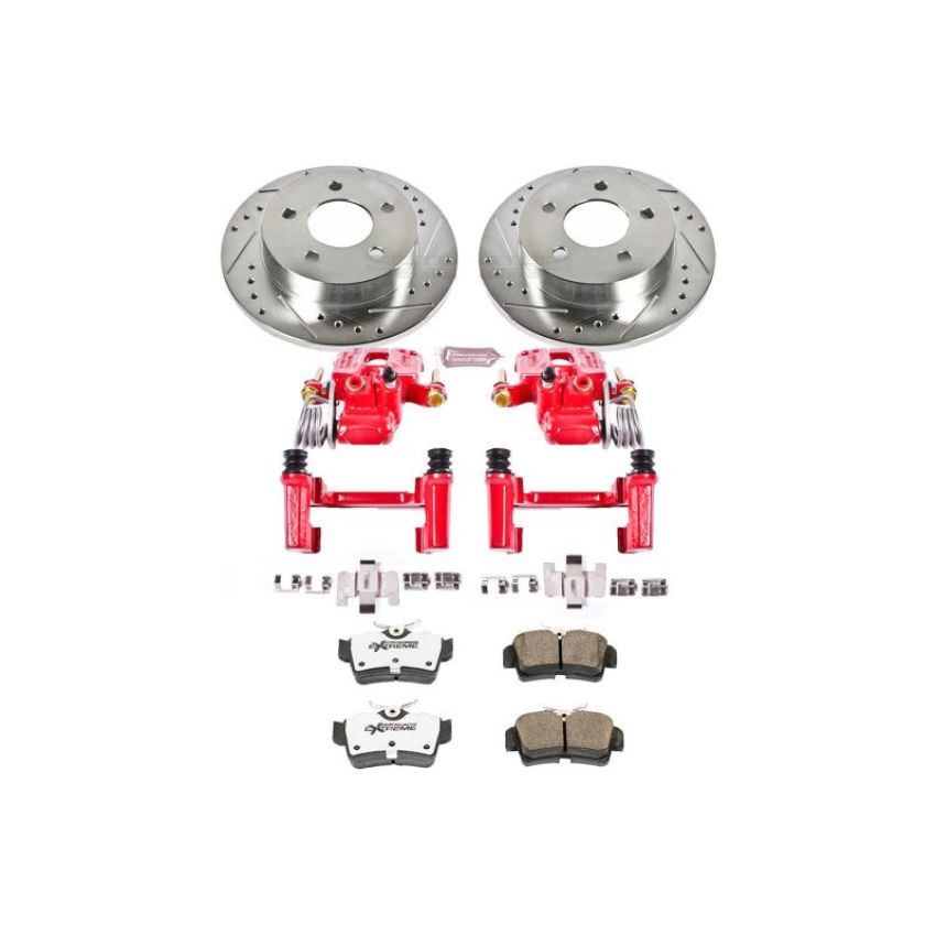 PowerStop KC1303-26 Z26 Street Performance Ceramic Brake Pad, Drilled Slotted Rotor, and Caliper Kit