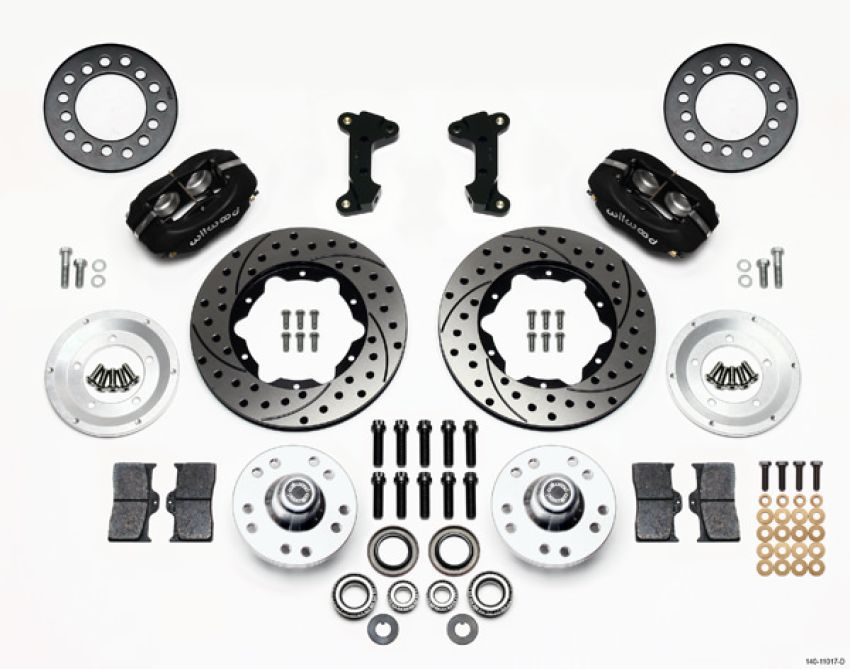 Wilwood 140-11017-D Forged Dynalite Front Kit 11.00in Drilled 74-80 Pinto/Mustang II Disc Spindle only