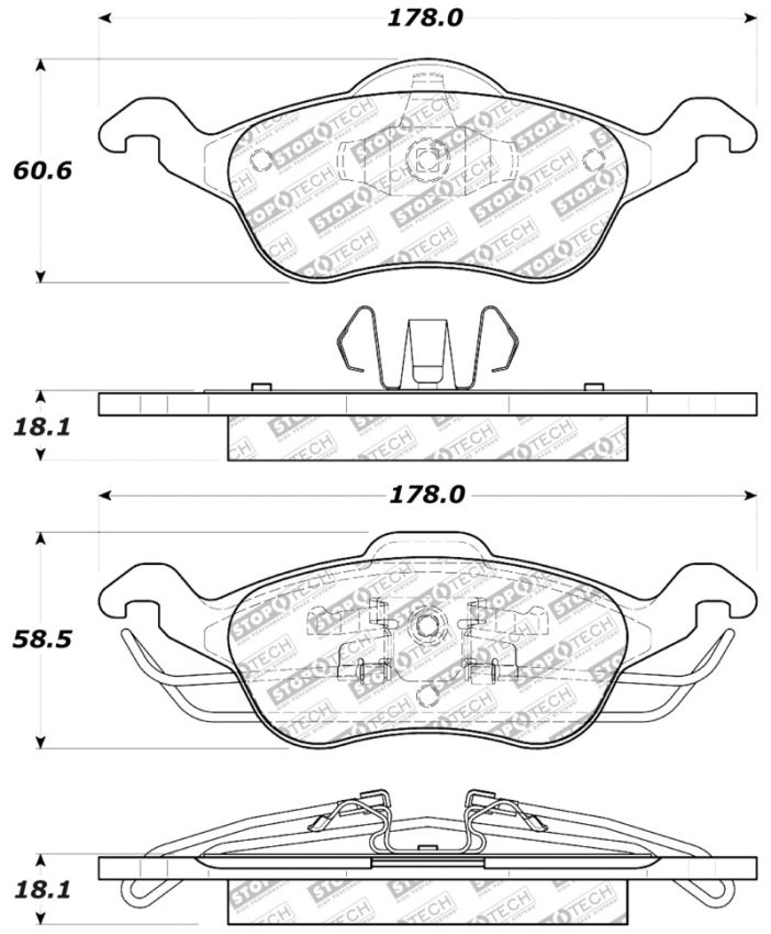 Stoptech 305.08160 Street Select Brake Pads - Front