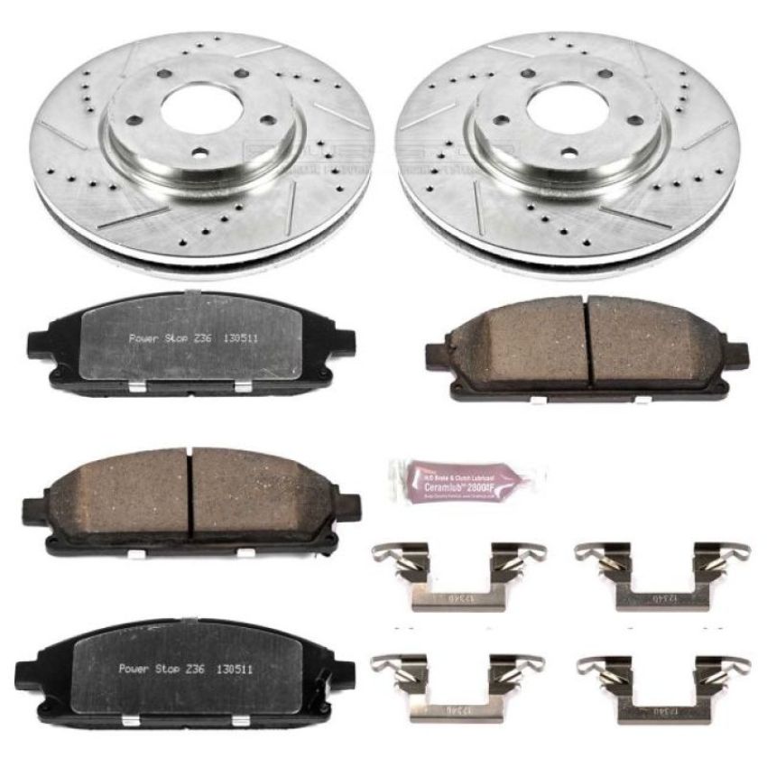 PowerStop K150-36 Z36 Truck and SUV Carbon-Fiber Ceramic Brake Pad and Drilled & Slotted Rotor Kit