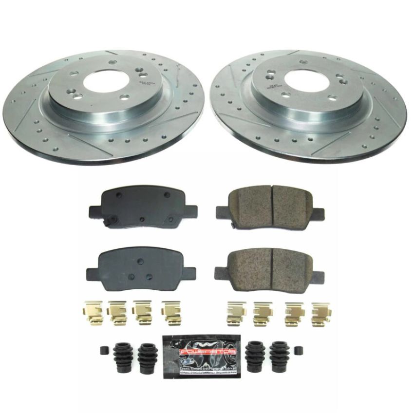 PowerStop K8715 Z23 Daily Driver Carbon-Fiber Ceramic Brake Pad and Drilled & Slotted Rotor Kit