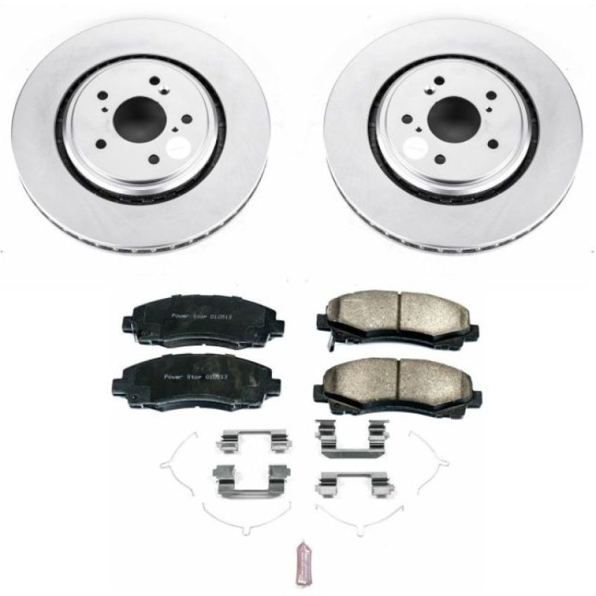 PowerStop CRK7214 Genuine Geomet Coated Rotor and Low-Dust Ceramic Brake Pad Kit
