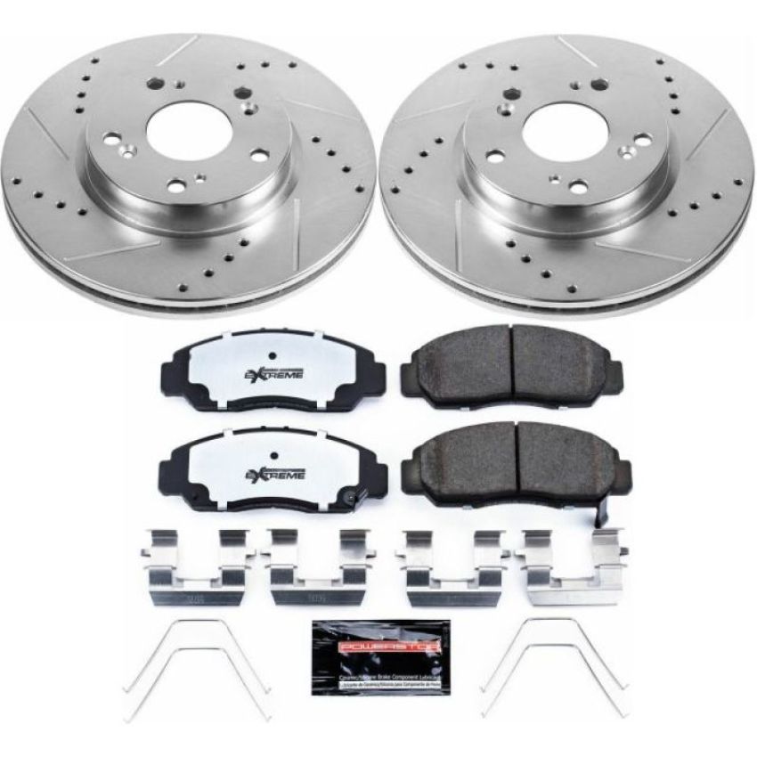 PowerStop K6766-26 Z26 Street Performance Ceramic Brake Pad and Drilled & Slotted Rotor Kit