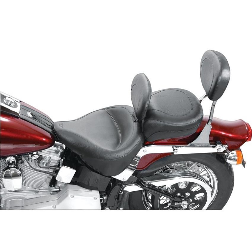 Mustang Motorcycle 79124 Mustang 84-06 Harley Standard Rear Tire Wide Touring Vintage Solo Seat w/Driver Backrest - Black
