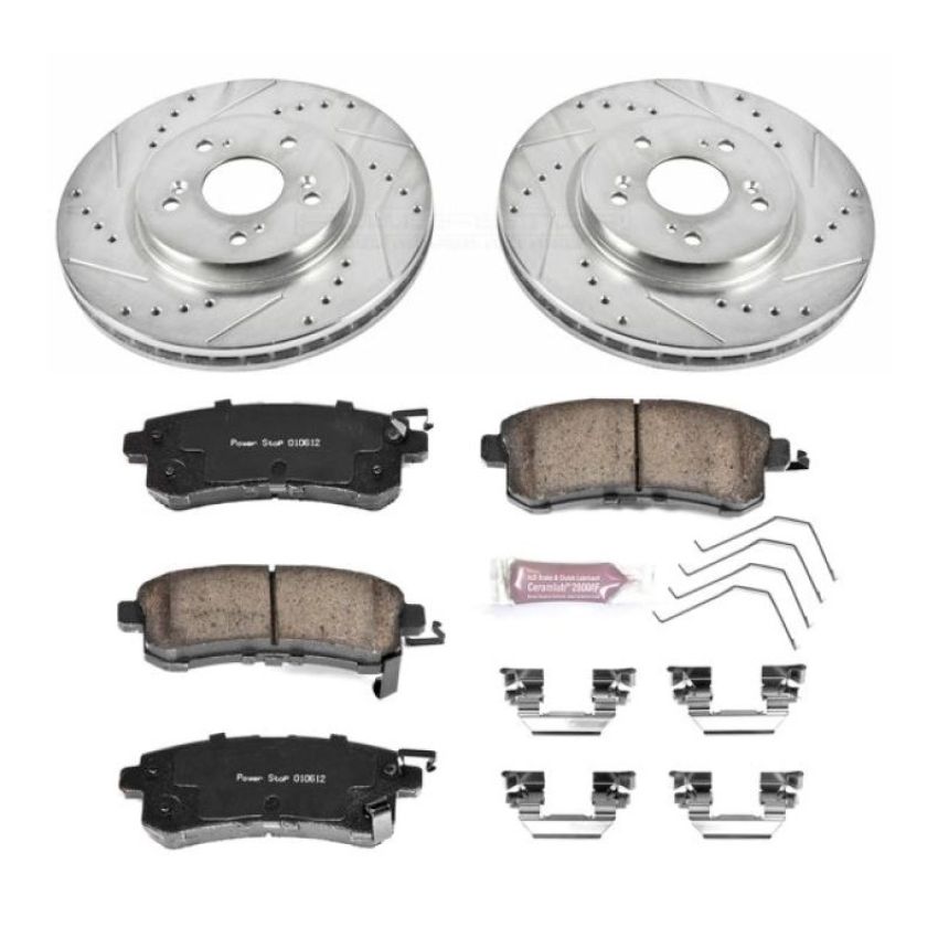 PowerStop K5432 Z23 Daily Driver Carbon-Fiber Ceramic Brake Pad and Drilled & Slotted Rotor Kit