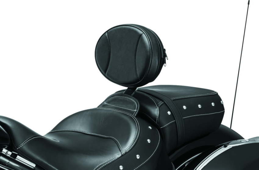Kuryakyn 1628 Plug-N-Go Driver Backrest 14-Up Indian Black Pad, Chrome