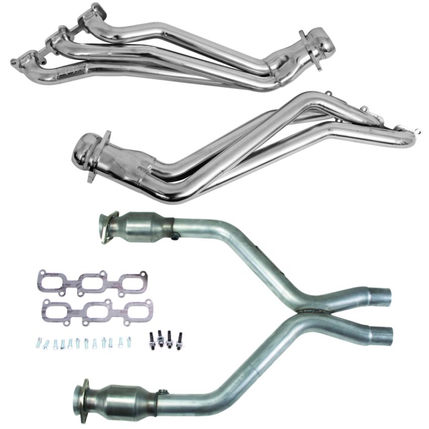 BBK 16422 11-14 Ford Mustang V6 1-3/4 Long Tube Headers w/High Flow Catted X-Pipe (Silver Ceramic)