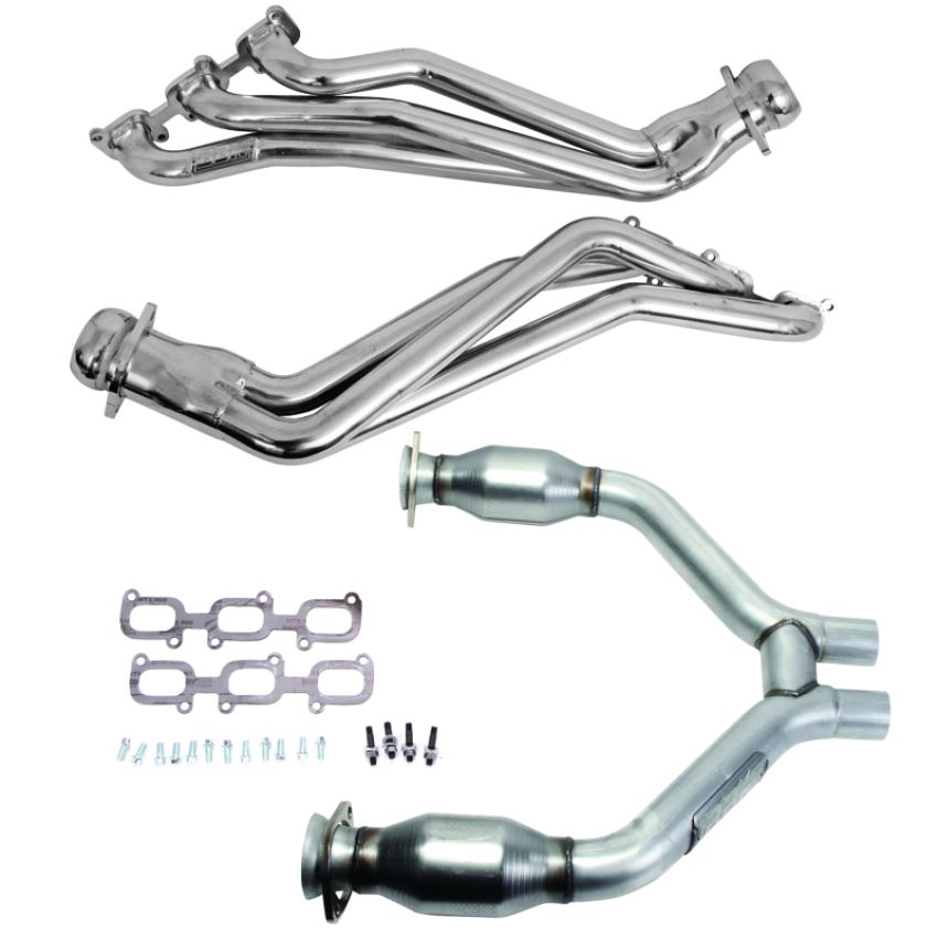 BBK 16424 15-17 Ford Mustang V6 1-3/4 Long Tube Headers w/High Flow Catted H Pipe (Silver Ceramic)