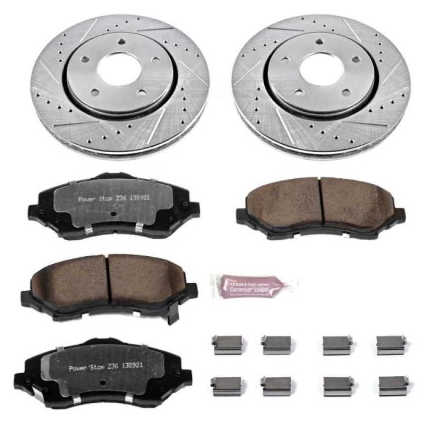 PowerStop K3118-36 Z36 Truck and SUV Carbon-Fiber Ceramic Brake Pad and Drilled & Slotted Rotor Kit