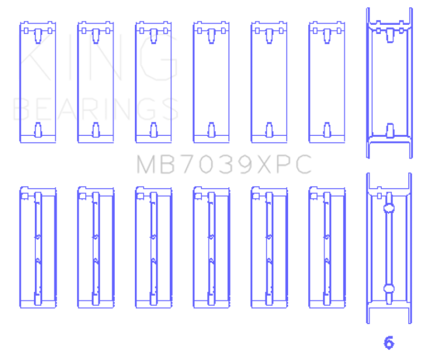King BMW M20/M50 2.0L/2.5L/2.7L Crankshaft Main Bearings Set - 7 Pairs Coated