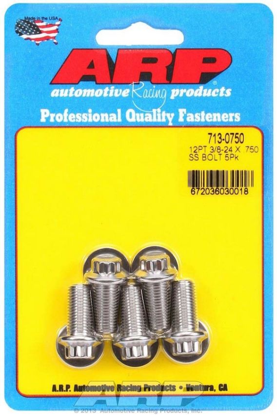 ARP ARP713-0750 S/S Bolt Kit - 12pt. (5) 3/8-24 x .750