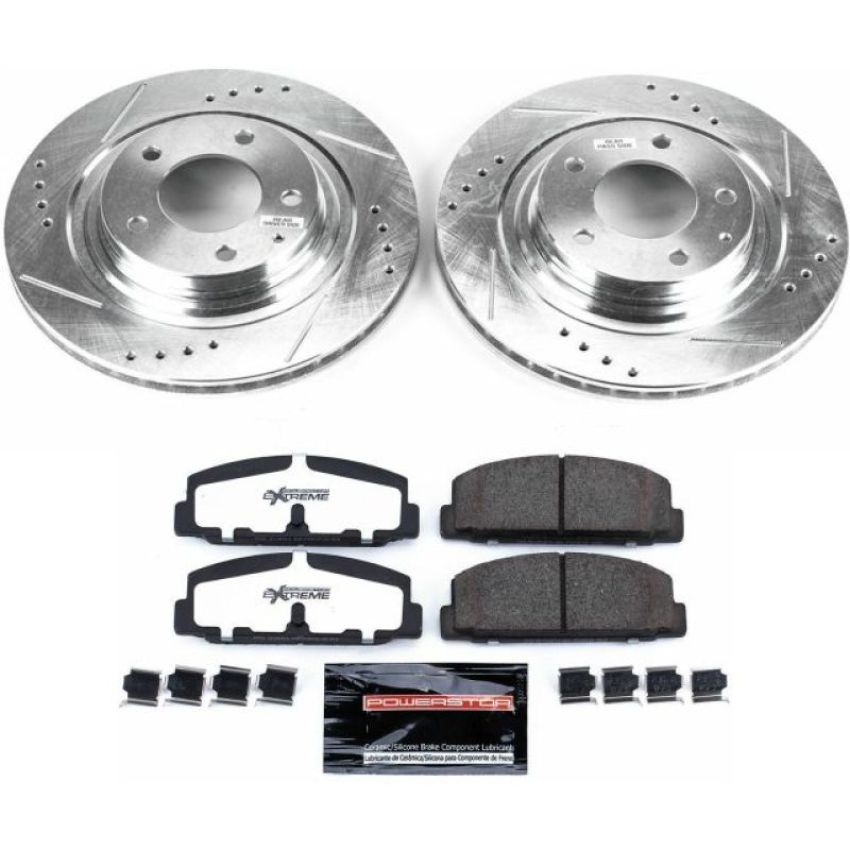 PowerStop K4835-26 Z26 Street Performance Ceramic Brake Pad and Drilled & Slotted Rotor Kit