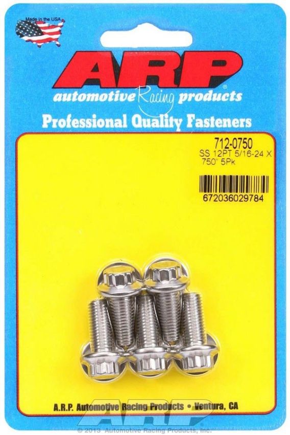 ARP ARP712-0750 S/S Bolt Kit - 12pt. (5) 5/16-24 x .750