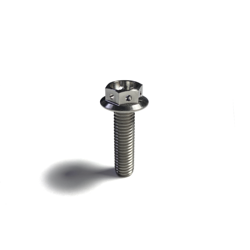 Ticon 126-00312-0520 Industries Titanium Bolt Flanged M5x20x.8TP 8mm 6pt Head Drilled