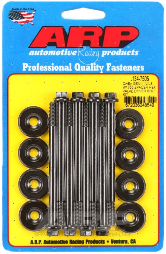 ARP 134-7505 Small Block Chevy GENIII/IV LS Series .750 Spacer Hex Valve Cover Bolt Kit - Black