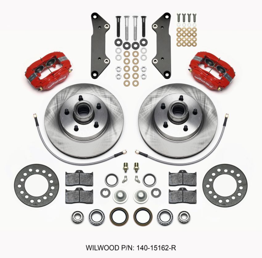 Wilwood 140-15162-R Forged Dynalite-M Front Kit 11.88in 1 PC Rotor&Hub Red Cadillac 1957-60