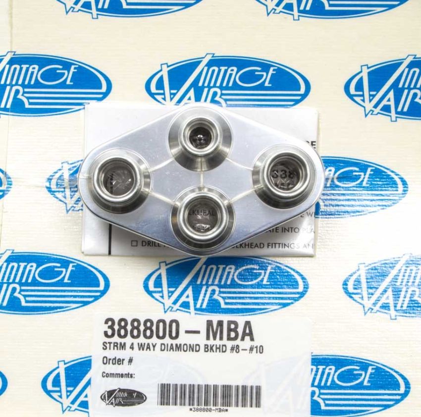 VINTAGE AIR VIN388800-MBA 4 Way Diamond Bulkhead #8 and #10 O-Ring