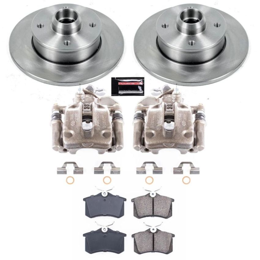 PowerStop KCOE369A OE Stock Replacement Low-Dust Ceramic Brake Pad, Rotor and Caliper Kit