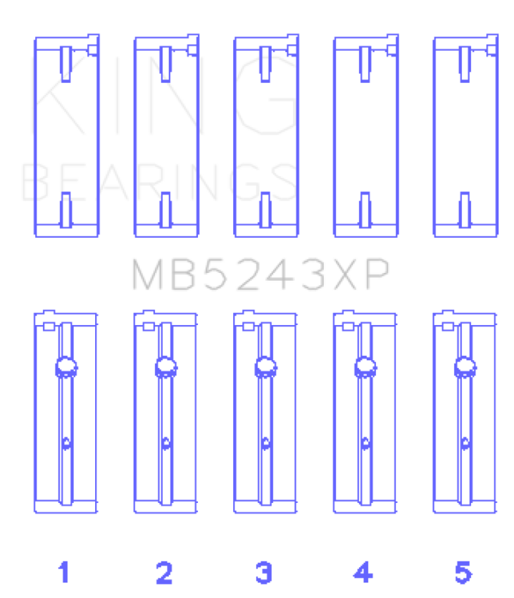 King Nissan SR20DE/SR20DET 16V (Size .026) Crankshaft Main Bearings (Set of 5)