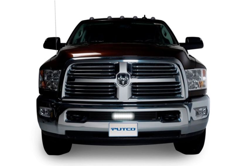 Putco 87175L 11-18 Ram HD - SS - Bar Style Bumper Grille Inserts w/ 10in Luminix Light Bar (Black)