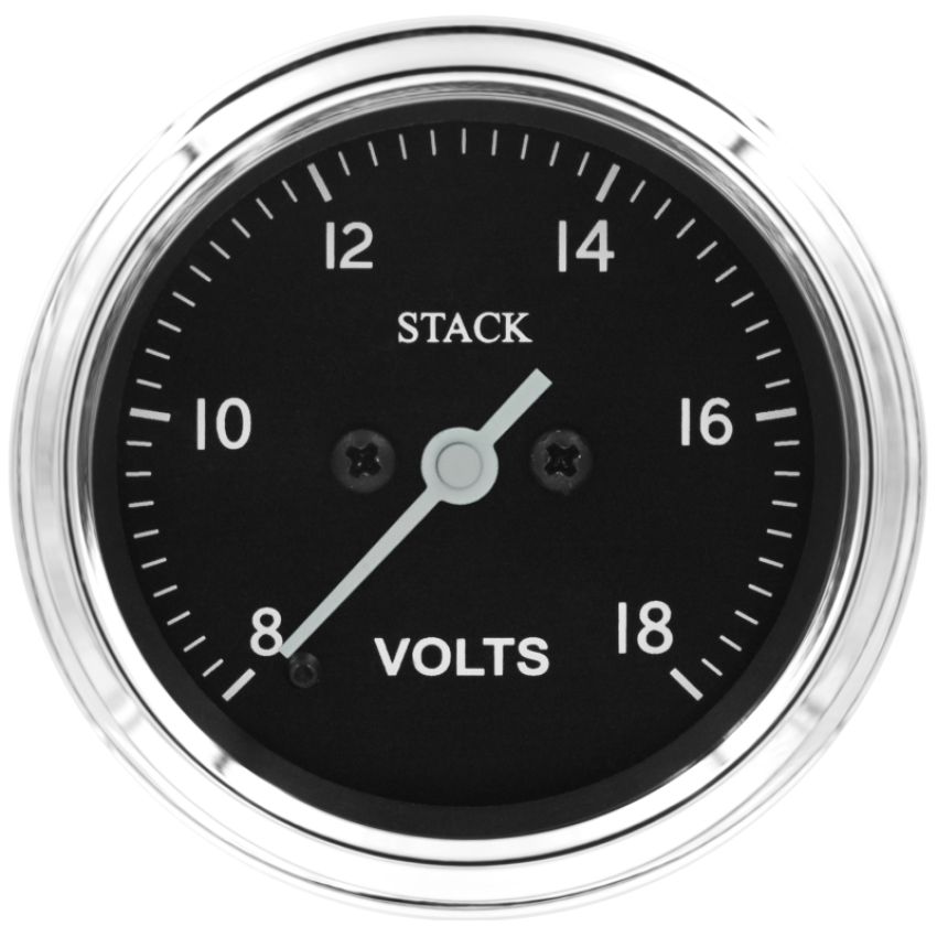AutoMeter ST3316C Stack 52mm 8-18V Pro Stepper Motor Battery Voltage Gauge - Classic