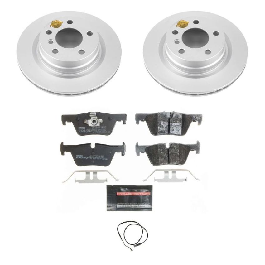 PowerStop ESK6656 Genuine Geomet Coated Rotors, ECE-R90 Brake Pads + Hardware Kit