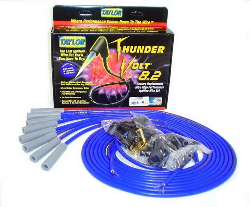 Taylor Cable 83655 Univ Thundervolt Plug Wire Set 180 deg Blue