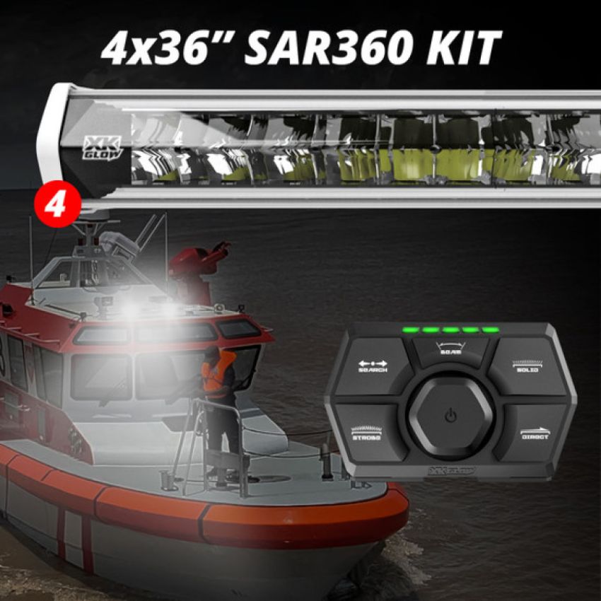 XKGLOW XK-SAR360-2222W XK Glow SAR360 Light Bar Kit Emergency Search and Rescue Light System White (4) 36In