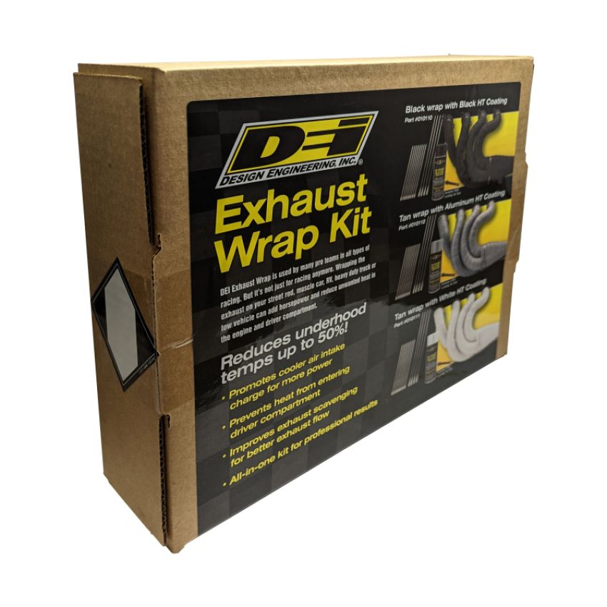 Design Engineering 10110 Exhaust Wrap & HT Spray Kit Glass Fiber Black 2in x 50ft