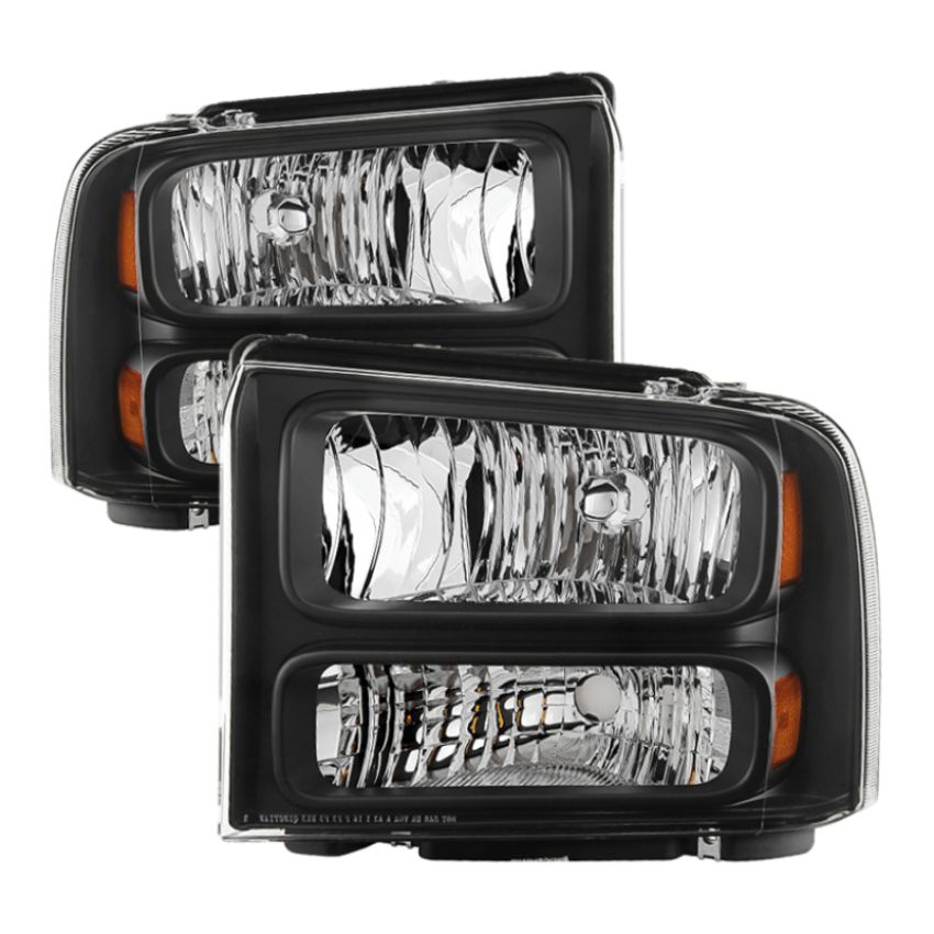 SPYDER 9032998 Xtune Ford F250 F350 F450 Superduty Excursion 99-04 Headlights Black HD-JH-FF25099-HA-BK