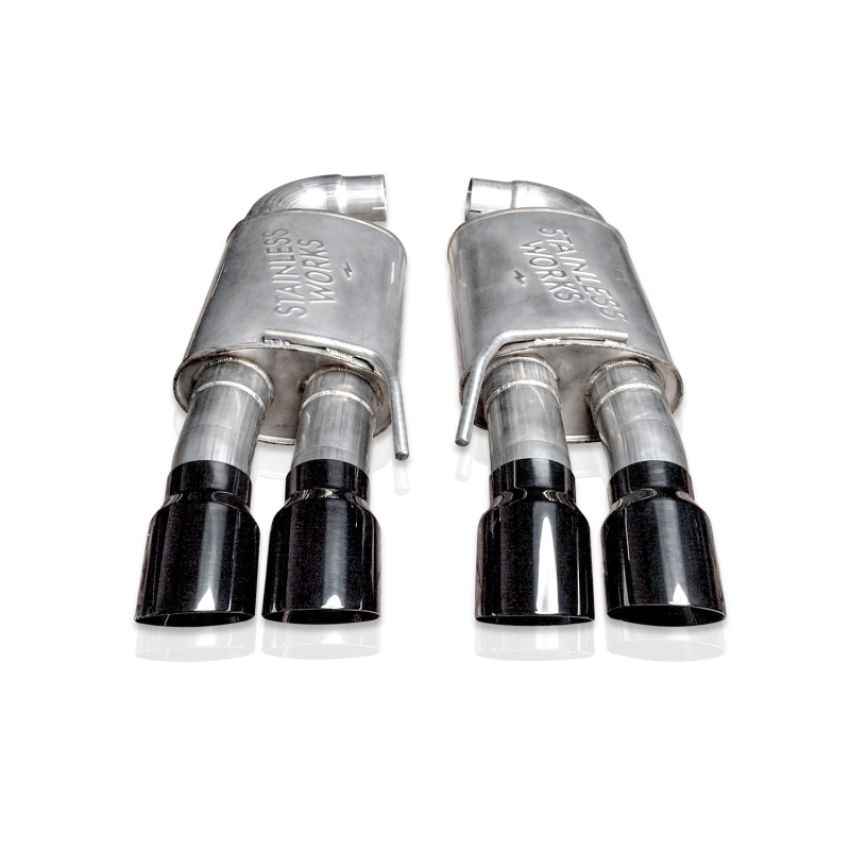 Stainless Works M18ABLB 18-21 Mustang GT Axleback Legend Exhaust - Black Tips