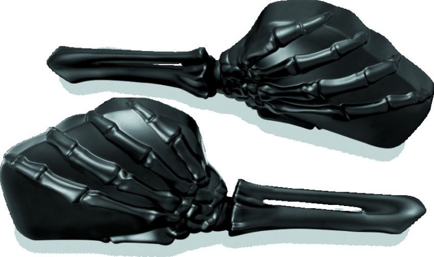 Kuryakyn 1758 Skeleton Hand Mirrors Black/Black