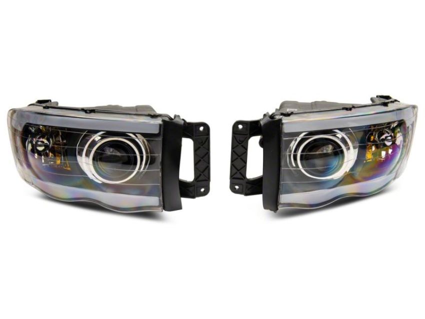 Raxiom R131478 02-05 Dodge RAM 1500 LED Projector Headlights w/ SEQL LED Bar- Blk Housing (Clear Lens)