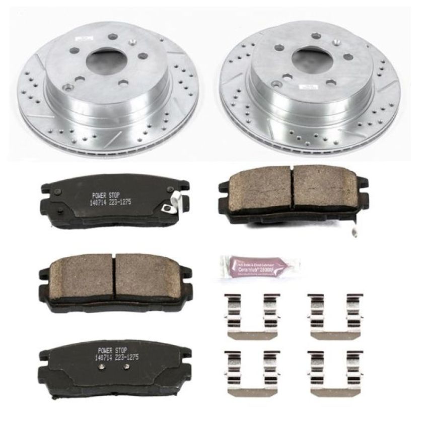 PowerStop K5558 Z23 Daily Driver Carbon-Fiber Ceramic Brake Pad and Drilled & Slotted Rotor Kit