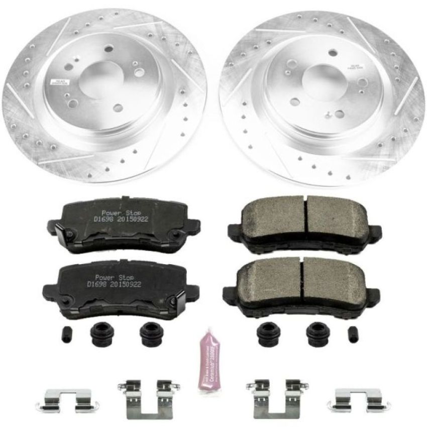 PowerStop K7903 Z23 Daily Driver Carbon-Fiber Ceramic Brake Pad and Drilled & Slotted Rotor Kit